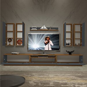 Trendstyle 8ds Mdf Tv Ünitesi Tv Sehpası Ceviz Antrasit