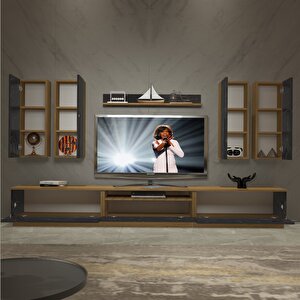 Trendstyle 8ds Mdf Tv Ünitesi Tv Sehpası Pera Siyah Mermer