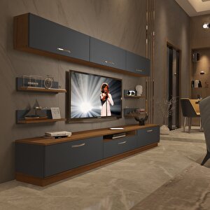 Trendstyle 8y Mdf Tv Ünitesi Tv Sehpası Ceviz Antrasit
