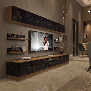 Trendstyle 8ys Mdf Tv Ünitesi Tv Sehpası Pera Siyah Mermer
