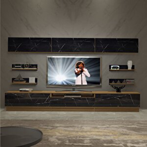Trendstyle 8ys Mdf Tv Ünitesi Tv Sehpası Pera Siyah Mermer