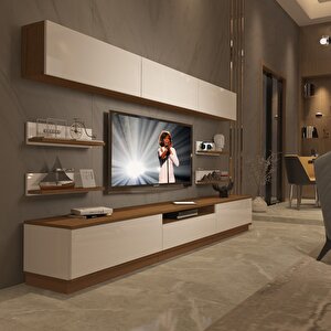 Trendstyle 8ys Slm Tv Ünitesi Tv Sehpası Ceviz Beyaz