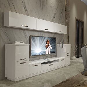 Trendstyle 9 Mdf Tv Ünitesi Tv Sehpası Parlak Beyaz