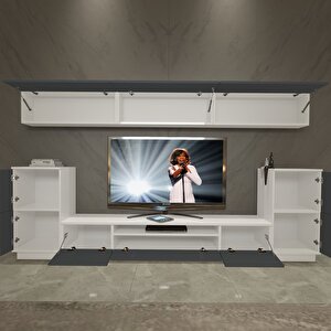 Trendstyle 9 Mdf Tv Ünitesi Tv Sehpası Beyaz - Antrasit