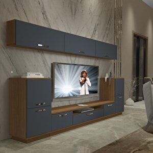 Trendstyle 9 Mdf Tv Ünitesi Tv Sehpası Ceviz Antrasit