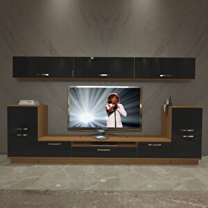 Trendstyle 9 Mdf Tv Ünitesi Tv Sehpası Ceviz-Siyah