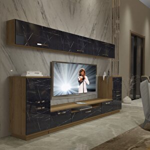 Trendstyle 9 Mdf Tv Ünitesi Tv Sehpası Pera Siyah Mermer