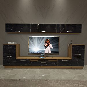 Trendstyle 9 Mdf Tv Ünitesi Tv Sehpası Pera Siyah Mermer