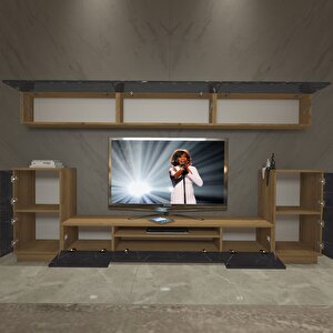 Trendstyle 9 Mdf Tv Ünitesi Tv Sehpası Pera Siyah Mermer