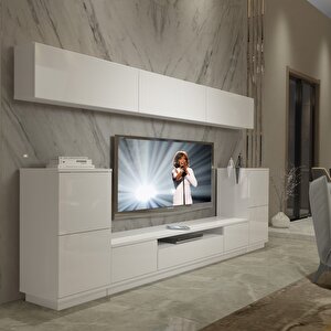 Trendstyle 9s Mdf Tv Ünitesi Tv Sehpası Parlak Beyaz