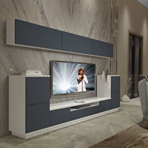 Trendstyle 9s Mdf Tv Ünitesi Tv Sehpası Beyaz - Antrasit