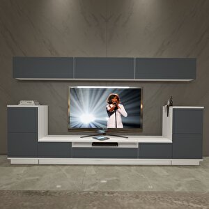 Trendstyle 9s Mdf Tv Ünitesi Tv Sehpası Beyaz - Antrasit