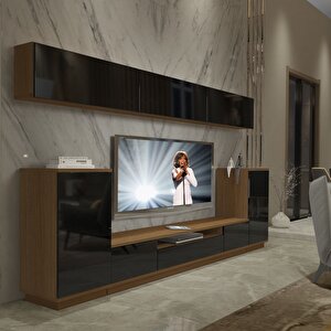 Trendstyle 9s Mdf Tv Ünitesi Tv Sehpası Ceviz-Siyah
