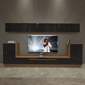 Trendstyle 9s Mdf Tv Ünitesi Tv Sehpası Ceviz-Siyah