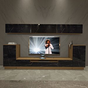 Trendstyle 9s Mdf Tv Ünitesi Tv Sehpası Pera Siyah Mermer