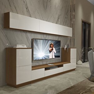 Trendstyle 9s Slm Tv Ünitesi Tv Sehpası Ceviz Beyaz