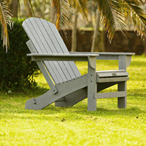 Ahşap Bahçe Sandalye Gri Adirondack