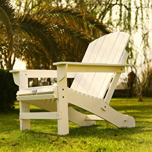 Ahşap Bahçe Sandalye Beyaz Adirondack