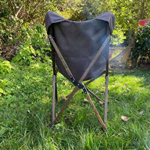 Ahşap Katlanır Kamp & Bahçe Sandalyesi – Antrasit Iskelet - Koyu Gri Kılıf