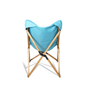 Ahşap Katlanır Kamp & Bahçe Sandalyesi – Kahverengi Iskelet - Turkuaz Kılıf