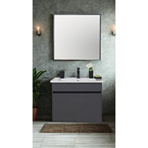 Dicle Dolap Takımı (asma Alt+aynalı Üst+lavabo) Antrasit 65 Cm