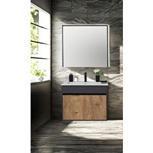 Aras Dolap Takımı (asma Alt+aynalı Üst+lavabo)antrasit/atlantik Çam 80 Cm