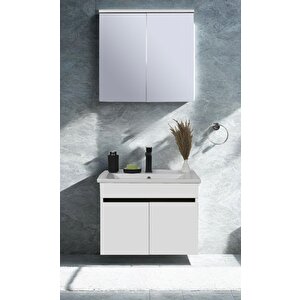 Dicle Dolap Takımı (asma Alt+aynalı Üst+lavabo) Beyaz 65 Cm