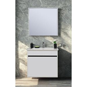 Dicle Dolap Takımı (asma Alt+aynalı Üst+lavabo) Beyaz 55 Cm