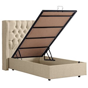 Riga Tek Kişilik Baza Başlık Seti Krem 100x200 cm