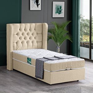 Riga Tek Kişilik Baza Başlık Seti Krem 120x200 cm