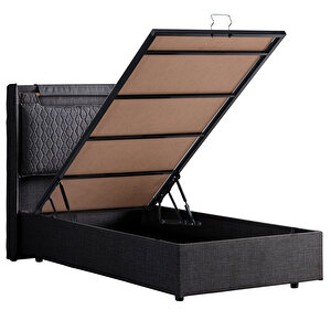 Zagreb Tek Kişilik Baza Başlık Comfort Yatak Seti Antrasit 90x190 cm
