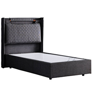Zagreb Tek Kişilik Baza Başlık Comfort Yatak Seti Antrasit 90x190 cm