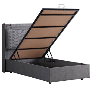 Zagreb Tek Kişilik Baza Başlık Comfort Yatak Seti Gri 90x190 cm