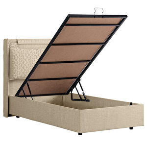 Zagreb Tek Kişilik Baza Başlık Comfort Yatak Seti Krem 90x190 cm