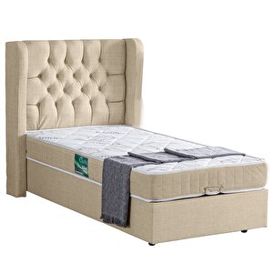 Riga Tek Kişilik Baza Başlık Comfort Yatak Seti Krem 100x200 cm