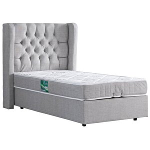 Riga Tek Kişilik Baza Başlık Comfort Yatak Seti Açık Gri 100x200 cm