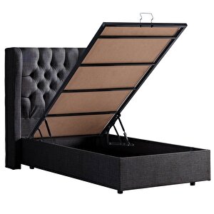 Riga Tek Kişilik Baza Başlık Comfort Yatak Seti Antrasit 100x200 cm