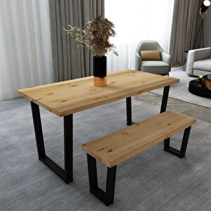 Eylül Masif Natural Renk Banklı Yemek Masası Cpt7671-180 180x80 cm