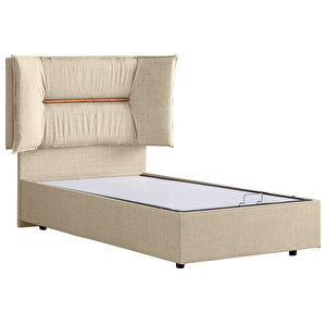 Lizbon Tek Kişilik Baza Başlık Comfort Yatak Seti, Krem 90x190 cm