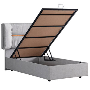 Lizbon Tek Kişilik Baza Başlık Seti, Açık Gri 100x200 cm