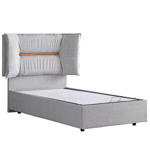 Lizbon Tek Kişilik Baza Başlık Comfort Yatak Seti, Açık Gri