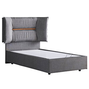 Lizbon Tek Kişilik Baza Başlık Comfort Yatak Seti, Gri 100x200 cm