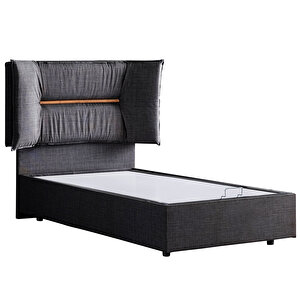 Lizbon Tek Kişilik Baza Başlık Comfort Yatak Seti, Antrasit