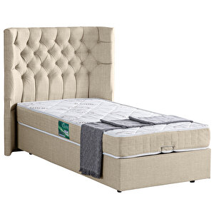 Matilda Tek Kişilik Baza Başlık Comfort Yatak Seti, Krem 100x200 cm