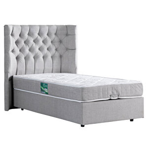 Matilda Tek Kişilik Baza Başlık Comfort Yatak Seti,açık Gri 90x190 cm