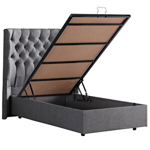 Matilda Tek Kişilik Baza Başlık Comfort Yatak Seti, Gri 90x200 cm