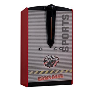 Gardırop, Sports Arabalı Yatak Uyumlu 3 Kapılı Dolap - Kırmızı Kırmızı