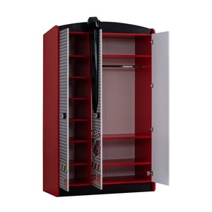 Gardırop, Sports Arabalı Yatak Uyumlu 3 Kapılı Dolap - Kırmızı Kırmızı