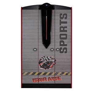 Gardırop, Sports Arabalı Yatak Uyumlu 3 Kapılı Dolap - Kırmızı Kırmızı