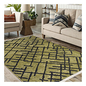 Crea Rain Çizgili Yeşil Kilim 67324 120x180 cm